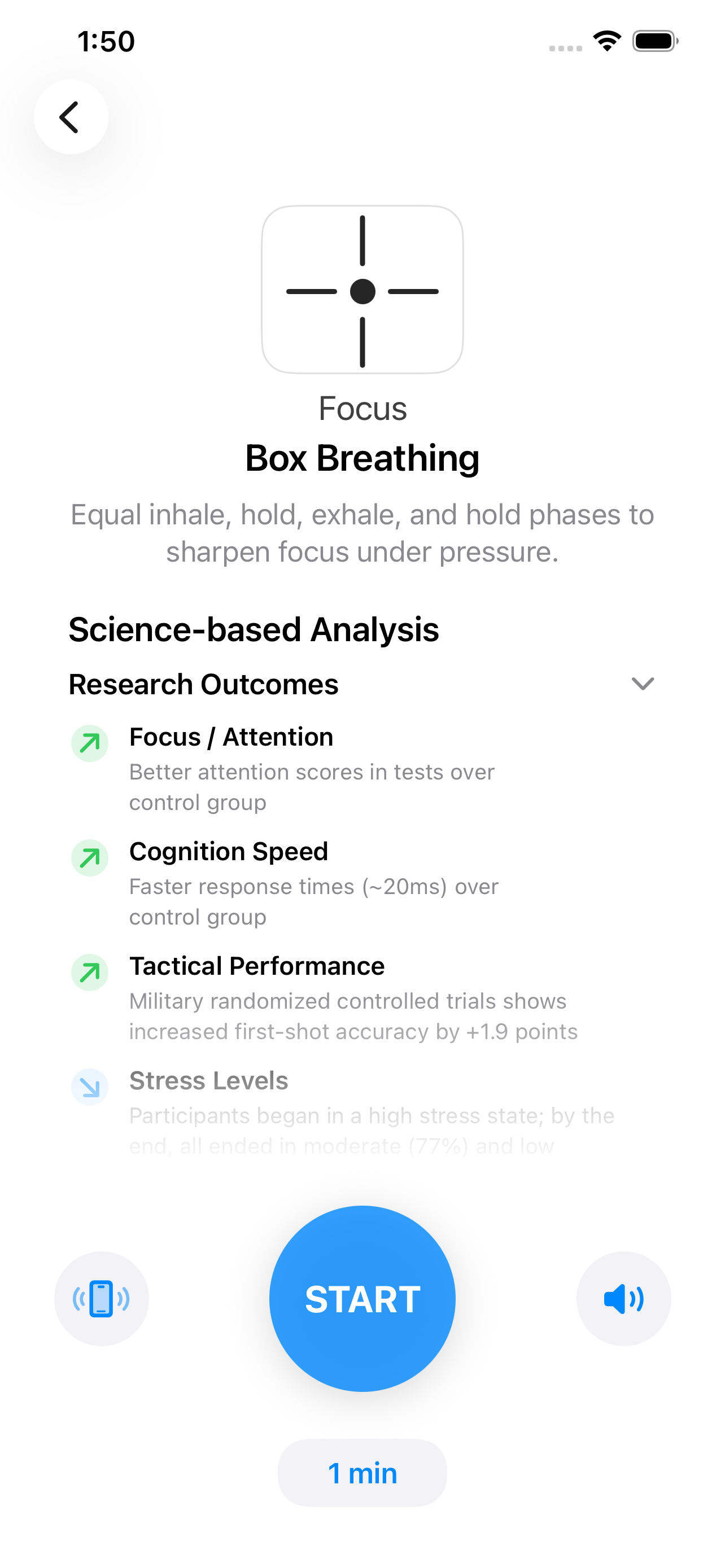 Serena analysis screen showing research outcomes for the 4-7-8 protocol.